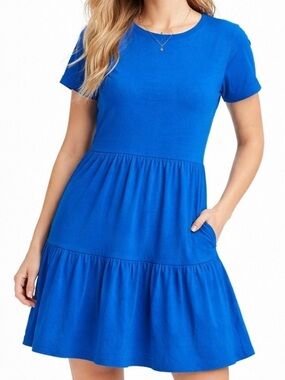 GAP 100% Cotton Royal Blue Tiered Dress